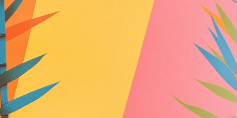 Poster - Brightly colored banner with contrasting bamboo elements in vibrant space