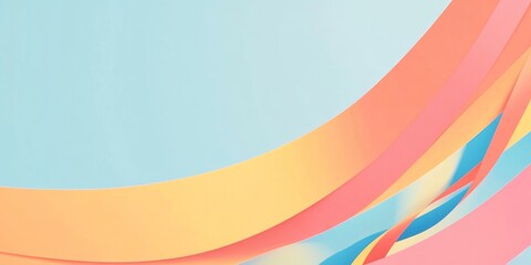 Poster - Brightly colored decorative banner with curled ribbons and ample empty space for messages or designs