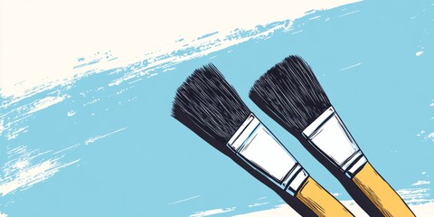 Poster - Crafting a unique banner with contrasting empty space and artist brushes on the edges
