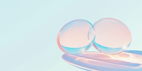 Poster - Glass marbles creating a vibrant contrast against an empty background with clean shadows in a minimalist design