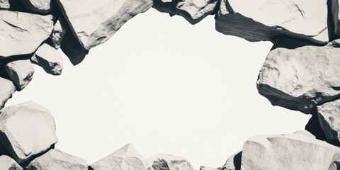 Poster - Banner featuring flint rocks framing a contrasting empty space for creative use