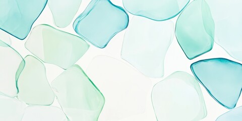 Poster - Contrast empty space featuring sea glass pieces arranged with clean shadows for an elegant display