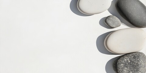 Poster - Polished river stones create natural border for clean and minimalist banner design