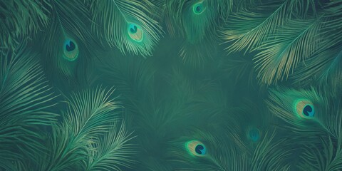 Poster - Elegant banner design featuring peacock feathers with contrasting empty space for creative use