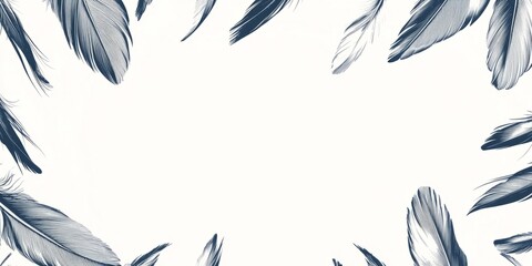 Aufkleber - Elegant banner design featuring feather quills framing a contrasting empty space for text or images