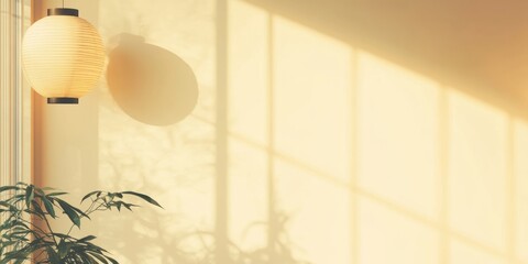 Aufkleber - Minimalist banner design featuring lanterns and soft shadows in a serene setting