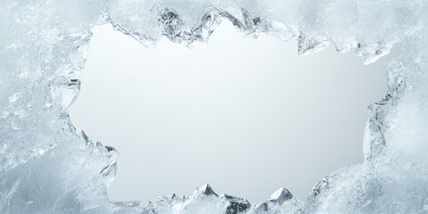 Poster - Banner with ice crystals framing a contrast empty space, ideal for winter-themed designs and messaging