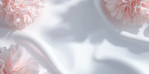 Poster - Elegant banner featuring satin flowers against a soft contrasting background with clean shadows