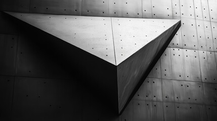 Poster - Abstract triangular metal structure on a textured wall.