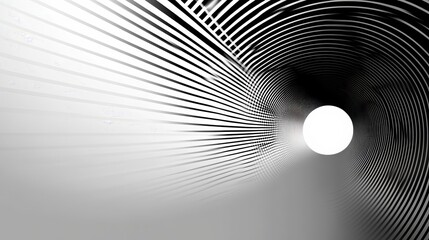 Fototapete - Abstract black and white image of a tunnel with light at the end.