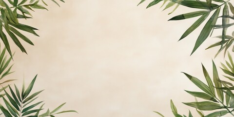 Aufkleber - Bamboo carved banner featuring clean shadows and contrasting empty space for creative use