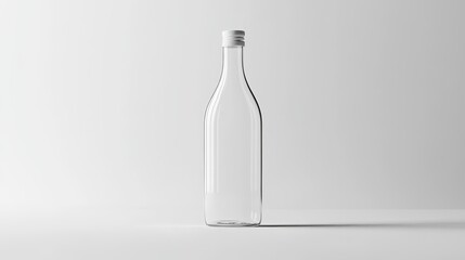 Poster - Empty glass bottle on white background. Mockup.