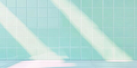 Poster - Banner featuring jade tiles with a contrasting empty space for text or design elements in a modern, minimalistic style
