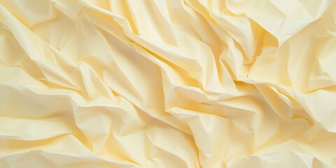 Aufkleber - Crumpled texture of biscotti paper showcasing intricate folds and soft beige tones in a muted background setting