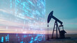 © AI Background  - Oil extraction innovation oil field digital technology remote landscape wide angle future of energy