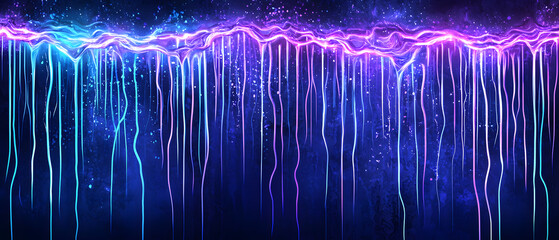 Poster - Neon light show urban cityscape digital art nighttime abstract view vibrant energy
