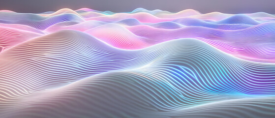 Poster - Colorful undulating waves digital landscape abstract art vibrant environment aerial view modern concept