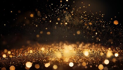 Poster - glitter gold background. abstract backdrop. Gold particles abstract with blurry background.