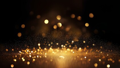Poster - glitter gold background. abstract backdrop. Gold particles abstract with blurry background.