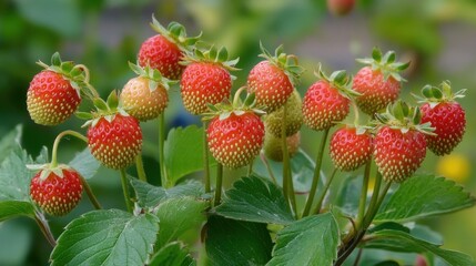 Wall Mural - Luscious Ripe Strawberries: A Garden Delight