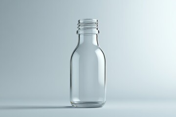 Poster - Empty clear glass bottle on white background