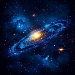Wall Mural - Bright stars and swirling nebulae on a dark galaxy background