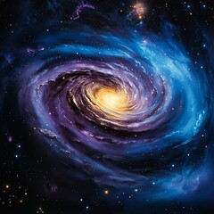 Wall Mural - Bright stars and swirling nebulae on a dark galaxy background