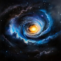 Wall Mural - Bright stars and swirling nebulae on a dark galaxy background