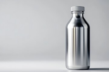 Leinwandbilder - Stainless steel water bottle on white background