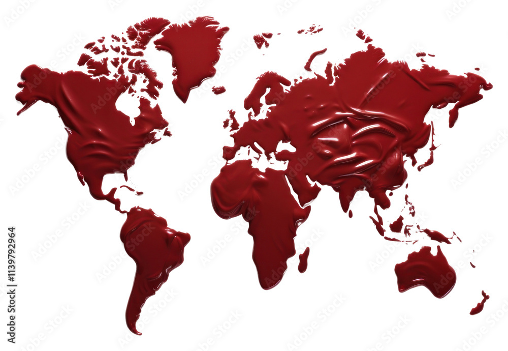 PNG World map red splattered topography. Stock Photo | Adobe Stock