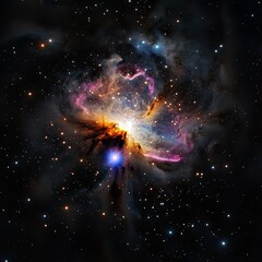 Wall Mural - Cosmic galaxy with clusters of stars and radiant nebulae clouds