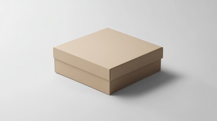Poster - Simple beige cardboard gift box mock up. Ideal for packaging design.