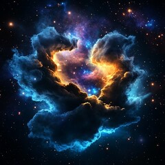 Wall Mural - Dark galaxy with bright stars and swirling nebulae, cosmic look