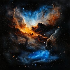 Wall Mural - Deep cosmic galaxy with stars and colorful nebula clouds, infinite