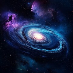 Wall Mural - Deep starry galaxy with swirling blue and purple nebulae -