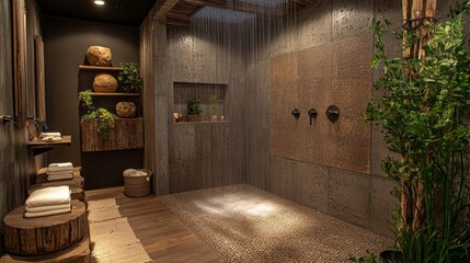 Aufkleber - A bathroom with a shower and a sink