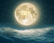 © Quratulain - A,glowing,moon,casting,its,light,on,snowy,field,,2025,glowing,sky,amidst,sparkling,stars.,