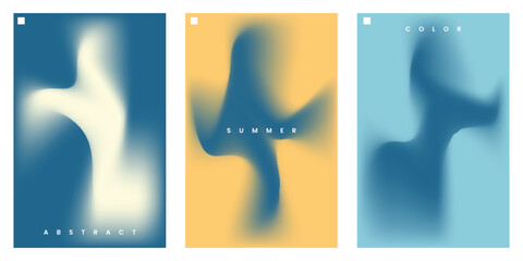 Poster - set of abstract posters with soft blurred shapes