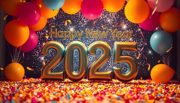 A unique design that says Happy New Year 2025