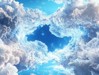 Poster - Abstract sunset-inspired cloud formation sky digital art dreamy aerial view creative expression