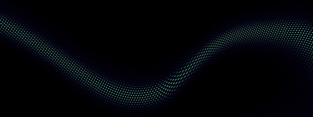 Leinwandbilder - Blue teal digital particles wave flow, Digital cyberspace abstract background