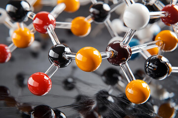 glass molecule model, scientific concept for chemistry, biotech, and molecular research