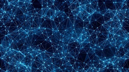 Poster - Abstract wavy halftone dots background. Blue futuristic moving wave. Digital background with moving glowing particles and lines. Big data visualization