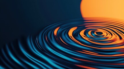 Poster - Sound Loud 3D Rendering Concept, Artistic Visualization of Sound Waves Creating Patterns in Vibrant Blue and Orange Colors at Sunset