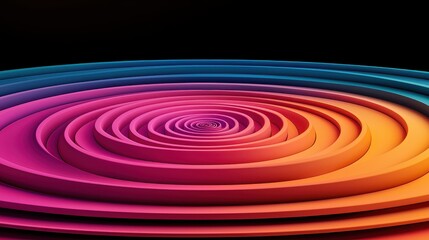Poster - Sound Loud 3D Rendering Concept, Artistic Representation of Sound Intensity as a Colorful Vortex of Vibrant Circular Waves and Patterns