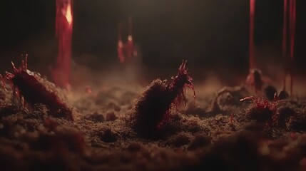 Poster - Abstract representation of abstract textures with red liquid elements