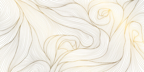 Wall Mural - vector line gold wave pattern, abstract luxury fluid ornament. premium curve wallpaper, leaves art d