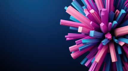 Poster - Sound Loud 3D Rendering Concept, Vibrant Explosion of Geometric Shapes Radiating Sound Waves in Colorful Fractal Design