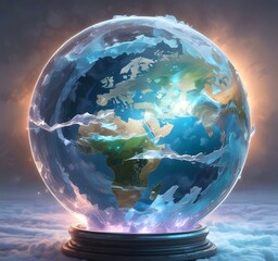 Illustration of glowing earth globe.