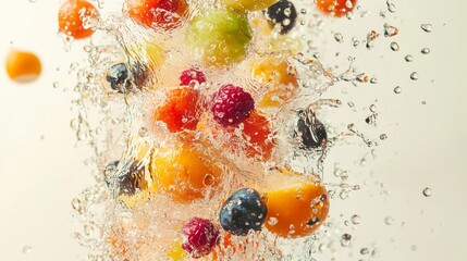 Aufkleber - A fruit salad is splashing in the air